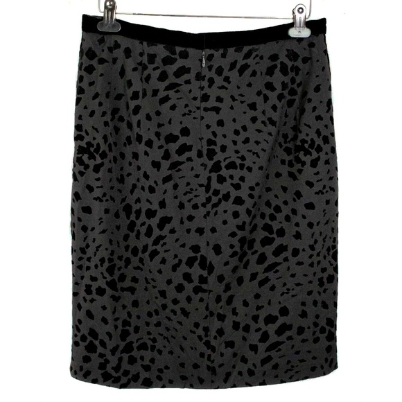 ELEGANCE PARIS Black Velvet Flocked Animal Print Pencil Skirt Women's Size 14 - Picture 2 of 4